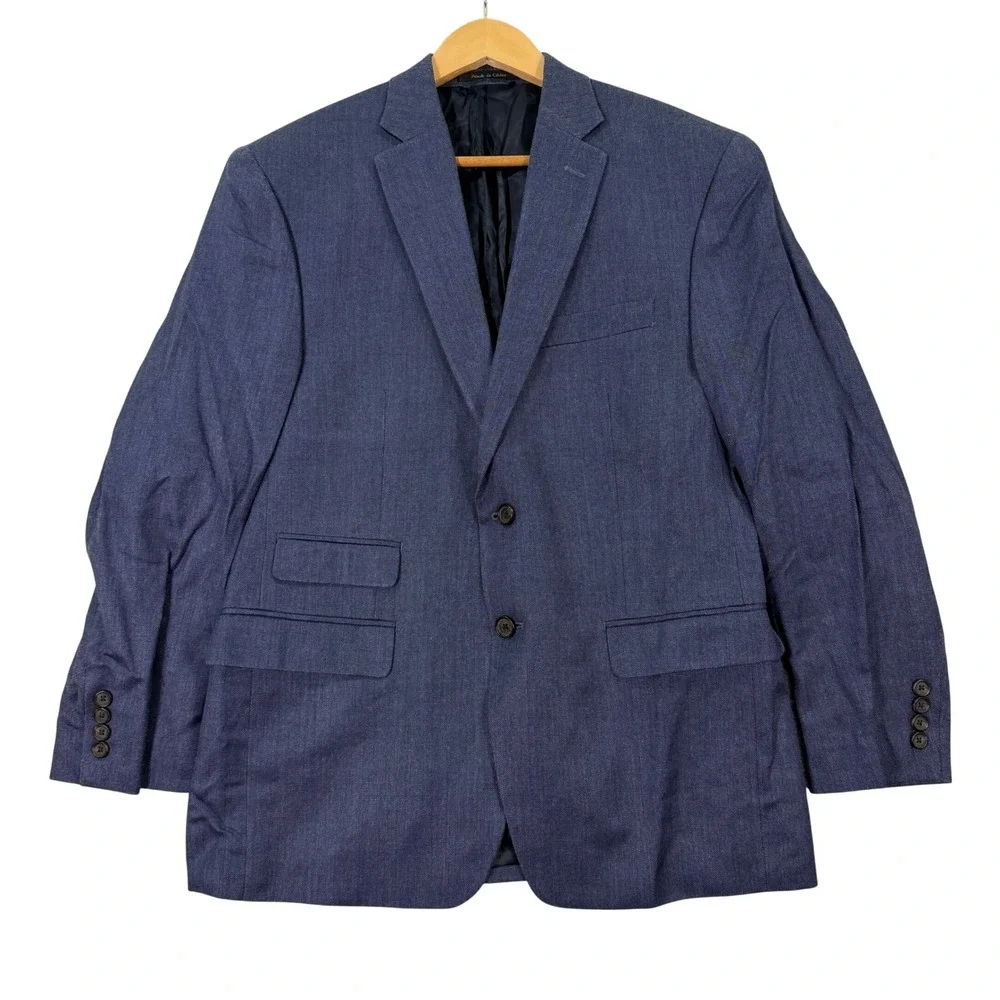 Ralph Lauren Mens 40S Slim Fit Short Blue Silk Wool 2-Button Blazer Sport Coat